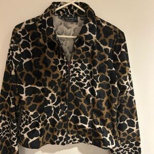 Selene Sport Leopard Print Zip-Up Top